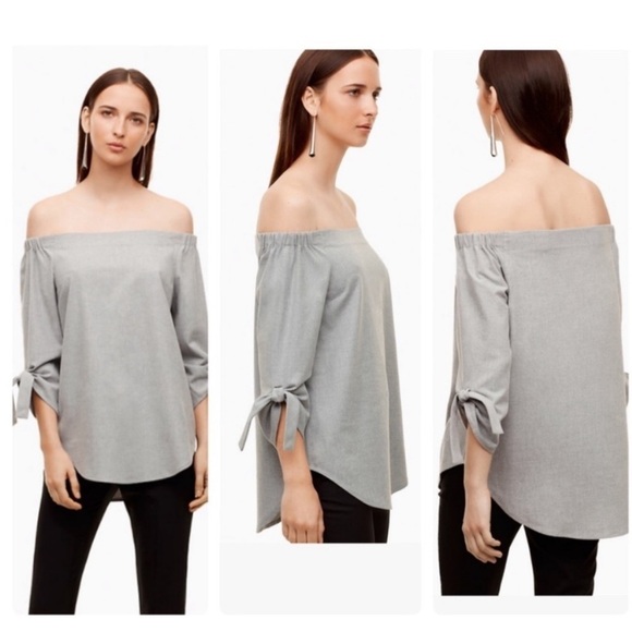 Babaton Aritzia grey off the shoulder Malik blouse size XS - Picture 1 of 6